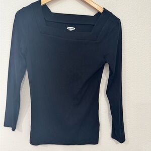 Old Navy Black Square Neck Long Sleeve Top